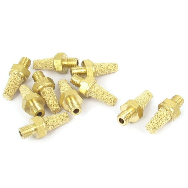 uxcell M5 Thread Brass Pneumatic Air Breather Muffler Noise Exhaust 10pcs uxcell M5 Thread Brass Pneumatic Air Breather Muffler Noise Exhaust 10pcs
